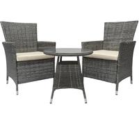 CLP Juego de Muebles de jardín Fireda, 3 Piezas, de ratán PE, con Estructura de Acero y Mesa de Centro, In ojines de Asiento, Color:Gris mezclillado