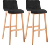 CLP Set De 2 Taburetes De Bar Hover Tapizados En Tela I 2 Taburetes con Base De Madera I 2 Sillas De Bar con Reposapiés I Color:, Color:Gris Oscuro