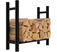 CLP Leñero De Acero Medya En Look Industrial I Soporte Para Troncos De Madera De 4 Patas Cuadradas o Cilíndricas, Tamaño:30x80x80 cm, Forma:ronda