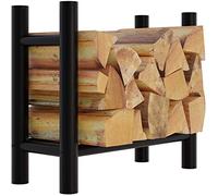 CLP Leñero De Acero Medya En Look Industrial I Soporte para Troncos De Madera De 4 Patas Cuadradas o Cilíndricas, Tamaño:30x60x60 cm, Forma:Ronda