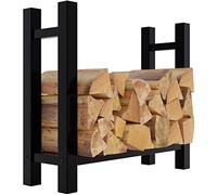 CLP Leñero De Acero Medya En Look Industrial I Soporte Para Troncos De Madera De 4 Patas Cuadradas o Cilíndricas, Tamaño:30x80x80 cm, Forma:plaza