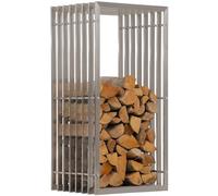 CLP Leñero De Interior Irving De Acero Inoxidable I Estantería De Almacenamiento De Madera I Soporte Abierto para Leña, Tamaño:40x50x100 cm