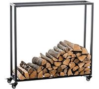 CLP Leñero para Interior Hetta I Soporte Metálico para Leña de Chimenea I Estantería Almacenamiento para Madera I Color:, Color:Negro, Tamaño:25x100x100 cm