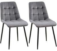 CLP Lote de 2 sillas de Comedor Gifford I Silla tapizada con Funda de Terciopelo I Silla de Cocina con Respaldo Color:Gris Oscuro;Material:Terciopelo