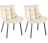 CLP Lote de 2 sillas de Comedor Saranda I Silla tapizada con Funda de Tela o Terciopelo I Silla de Cocina con Estructura y Respaldo de Metal Negro, Color:Crema, Material:Terciopelo