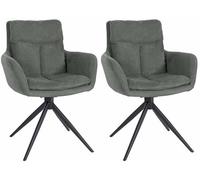 CLP Lote de 2 sillas de Comedor Vilas I Silla giratoria tapizada con Funda de Tela, Color:Gris