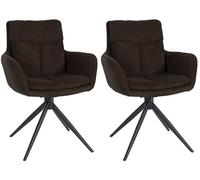 CLP Lote de 2 sillas de Comedor Vilas I Silla giratoria tapizada con Funda de Tela, Color:marrón
