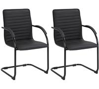 CLP Lote de 2 sillas de Visita Tira Polipiel I Silla basculante con Asiento tapizado, Color:Negro/Negro
