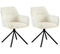 CLP Lote de 2 sillas Tipton Funda de Tela I Silla de Comedor giratoria con Funda de Tela I Silla tapizada con Respaldo I Silla de Cocina, Color:Crema