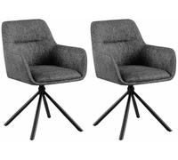 CLP Lote de 2 sillas Tipton Funda de Tela I Silla de Comedor giratoria con Funda de Tela I Silla tapizada con Respaldo I Silla de Cocina, Color:Gris Oscuro