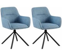 CLP Lote de 2 sillas Tipton Funda de Tela I Silla de Comedor giratoria con Funda de Tela I Silla tapizada con Respaldo I Silla de Cocina, Color:Azul