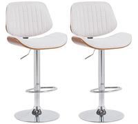 CLP Lote de 2 taburetes de Bar Clawson tapizado en Tela I Taburete de Bar con armazón de Madera Curvada, Regulable en Altura y Giratorio, Color:Nuez/Crema, Color del Marco:Cromado