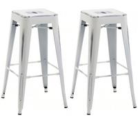 CLP Lote de 2 taburetes de Bar Joshua I Taburetes de Bar apilables de Metal I Taburetes de Bar con reposapiés I Altura del Asiento 76 cm I Taburete apilable, Color:Blanco Envejecido