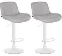 CLP Lote de 2 taburetes de Bar Solon Blanco I tapizado de Terciopelo o Tela I Taburete de Bar Regulable en Altura y Giratorio, Color:Gris Claro, Material:Tela