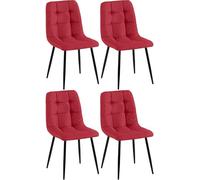 CLP Lote de 4 sillas de Comedor Antibes I Sillas de Cocina tapizadas con Fundas de Tejido Acolchado I con Capacidad para 150 kg, Color:Rojo