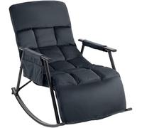 CLP Mecedora Cathy I Mecedora tapizada I Mecedora con Respaldo I Estructura metálica con reposabrazos y Bolsillo Lateral, Color:Negro, Material:Terciopelo