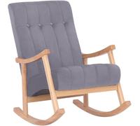 CLP Mecedora con base de madera y asiento en Terciopelo Natural/gris