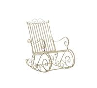 CLP Mecedora Relax Silla Smilla, Resistente al Clima para jardín, Estructura de Metal, Estilo rústico, sillón de Exterior, Color:Crema Envejecido