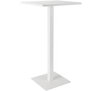 CLP Mesa Alta Cuadrada 60 cm Sharon, Mesa de Bar Cuadrada con Robusta Estructura de Acero Recubierto en Polvo, Color:Blanco/Blanco