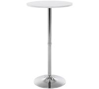 CLP Mesa Alta de Bar con Tablero Redondo | Mesa de Soporte Alto de Metal con Superficie Redonda de Madera I Mesa de Bar con Ř 60 cm, Color:Blanco