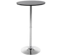 CLP Mesa Alta de Bar con Tablero Redondo | Mesa de Soporte Alto de Metal con Superficie Redonda de Madera I Mesa de Bar con Ø 60 cm, Color:Negro