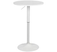 CLP Mesa Alta Lamoni para la Cocina, Bar o Fiestas I Mesa con Tablero Redondo de Altura Ajustable & Base metálica, Color:Blanco/Blanco, Forma:Redondo