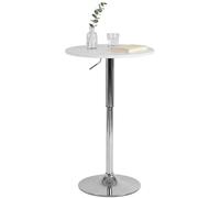 CLP Mesa Alta Redonda Lamoni 60cm, Bar Bistró Regulable en Altura, Giratoria 360 Grados, Estructura Metálica Robusta con Protección Suelo, Color:Blanco, Forma:Redondo