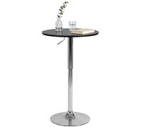 CLP Mesa Alta Redonda Lamoni 60cm, Bar Bistró Regulable en Altura, Giratoria 360 Grados, Estructura Metálica Robusta con Protección Suelo, Color:Negro, Forma:Redondo