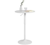CLP Mesa Alta Redonda Lamoni 60cm, Bar Bistró Regulable en Altura, Giratoria 360 Grados, Estructura Metálica Robusta con Protección Suelo, Color:Blanco/Blanco, Forma:Redondo