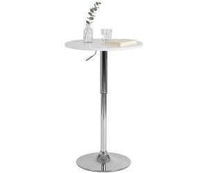 CLP Mesa Alta Redonda Lamoni 60cm, Bar Bistró Regulable en Altura, Giratoria 360 Grados, Estructura Metálica Robusta con Protección Suelo, Color:Blanco, Forma:Redondo