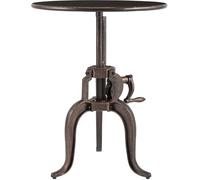 CLP Mesa Auxiliar Marcos De Metal En Estilo Industrial I Mesa Redonda con Base De 3 Patas De Altura Ajustable, Color:Bronce