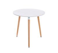 Mesa Auxiliar Ansgar En Estilo Nórdica I Mesa De Centro Baja con Ø 80 Cm I Mesa De Café con Base De Madera & Tablero De MDF I Color:, Color:Blanco, Color del Marco:Natura