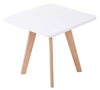 CLP Mesa Auxiliar Cuadrada Almeria De Madera MDF En Estilo Nórdico I Mesita Decorativa con 3 Patas Redondas o Cuadradas, Color:Blanco, Color del Marco:Natura (Cuadrado)