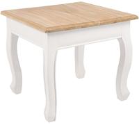 CLP Mesa Auxiliar de Madera Cuadrada 50 x 50 cm Alma, mesita de Centro con Tablero de Madera de Mindi y Patas Curvas Estilo Shabby Chic, Color:Natural/Blanco