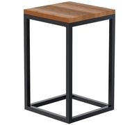CLP Mesa Auxiliar Manteo de Roble, mesilla de Noche Cuadrada, Mesa de sofá con Estructura de Metal con Recubrimiento en Polvo, Tamaño:30x30x50 cm
