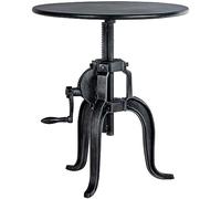 CLP Mesa Auxiliar Marcos De Metal En Estilo Industrial I Mesa Redonda con Base De 3 Patas De Altura Ajustable, Color:marrón Plata