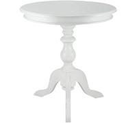 CLP Mesa Auxiliar Redonda de 70 cm de diámetro, Mesa de Centro de Madera de Mindi con Tablero Redondo, Mesa de salón Wiva, Color:Blanco Envejecido