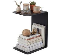 CLP Mesa Auxiliar Selby, Mesa de Centro en C de Metal, Mesa de salón Moderna de Acero Macizo 5mm con Recubrimiento en Polvo, Color:Negro, Tamaño:60 cm