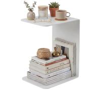 CLP Mesa Auxiliar Selby, Mesa de Centro en C de Metal, Mesa de salón Moderna de Acero Macizo 5mm con Recubrimiento en Polvo, Color:Blanco, Tamaño:60 cm