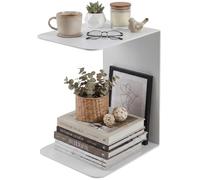 CLP Mesa Auxiliar Selby, Mesa de Centro en C de Metal, Mesa de salón Moderna de Acero Macizo 5mm con Recubrimiento en Polvo, Color:Blanco, Tamaño:48 cm