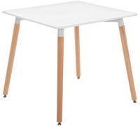 CLP Mesa Auxiliar Viborg I Mesa de Centro con Tablero de MDF I Mesa de Café con Base de Madera I Mesa de Cocina Nórdica, Color:Blanco, Tamaño:80 cm