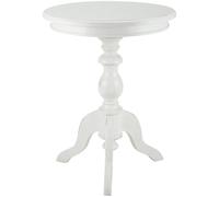 CLP Mesa Auxiliar Wiva Madera Redonda, Mesa de Madera de 50cm de diámetro para salón y Comedor, Fabricada en Madera de Mindi, Color:Blanco Envejecido