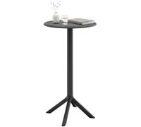 CLP Mesa de Bar Tomas, Resistente Intemperie, Estable, jardín y Exterior, Redonda Ø 60 cm, Altura 107 cm, Polipropileno UV e Invierno, Color:Negro