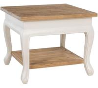 CLP Mesa de Centro Cuadrada de Madera 60x60 cm Thordis, Mesa de sofá con 2 Niveles espaciosa, Estilo Shabby Chic rústico, Color:Natural/Blanco, Tamaño:60x60 cm