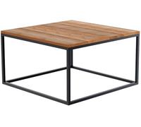 CLP Mesa de Centro Manteo de Roble, Mesa de sofá con Estructura de Metal con Recubrimiento en Polvo, Protectores de Suelo y diseño Moderno, Tamaño:80x80x45 cm