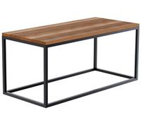 CLP Mesa de Centro Manteo de Roble, Mesa de sofá con Estructura de Metal con Recubrimiento en Polvo, Protectores de Suelo y diseño Moderno, Tamaño:100x45x50 cm