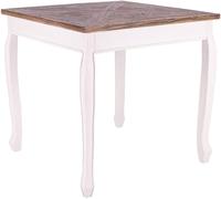 CLP Mesa de Comedor Cuadrada 80x80 cm Lindon, Mesa de Cocina Estilo Rustico, Tablero Cuadrado de Madera Maciza de Olmo, Patas Estilo Shabby Chic, Color:Blanco/marrón