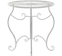 CLP Mesa de Hierro Indra | Mesa de Metal de diseño nostálgico para jardín, balcón | Mesa Bistro Redonda Resistente a la Intemperie, fácil de Limpiar | Color Blanco Envejecido