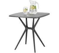 CLP Mesa de Jardin Becky Cuadrada 72x72 cm, Estable y Resistente a la Intemperie, Mesa Bistro para Balcon de Polipropileno UV, Color:Gris Oscuro