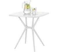 CLP Mesa de Jardin Becky Cuadrada 72x72 cm, Estable y Resistente a la Intemperie, Mesa Bistro para Balcon de Polipropileno UV, Color:Blanco